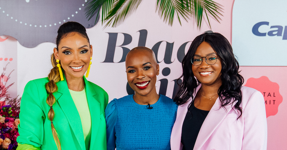 Miranda (right), Capital One associate, standing with two other women at the Capital One Black Girl Magic event